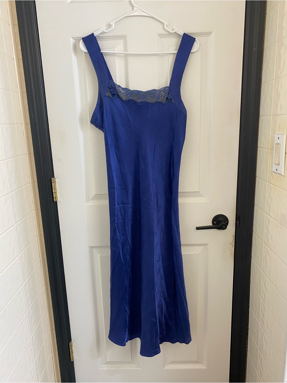 Vintage Silk Shades royal blue 100% silk slip